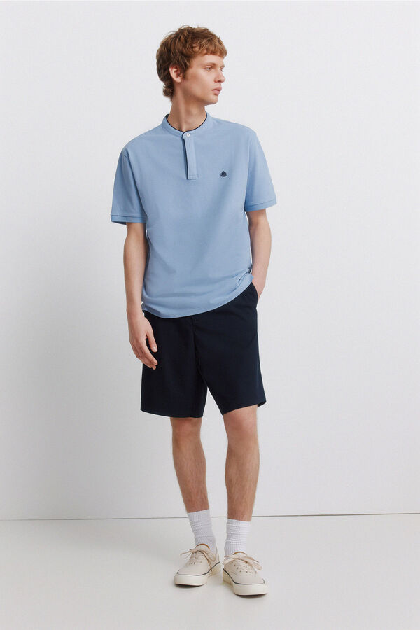 Springfield Polo em piqu&eacute; gola mao slim fit azul