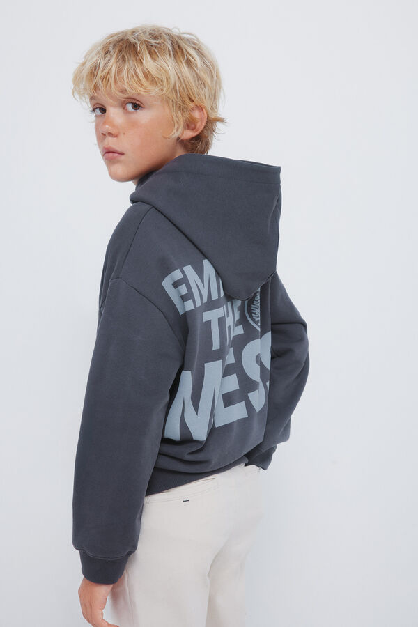 Springfield Kids Sweatshirt "Abrace a bagunça" para capuz cinzento