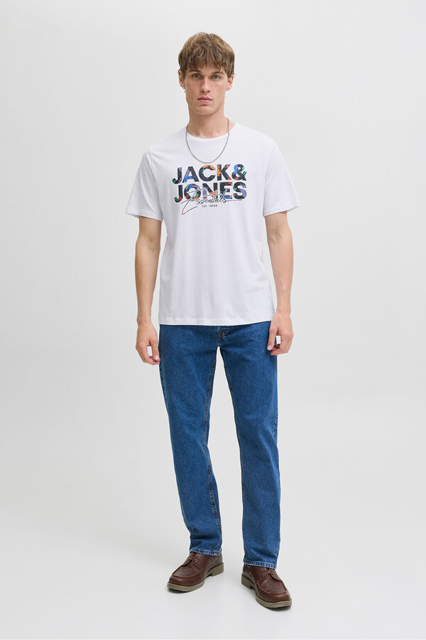 Jack & Jones Camiseta estampada regular fit branco
