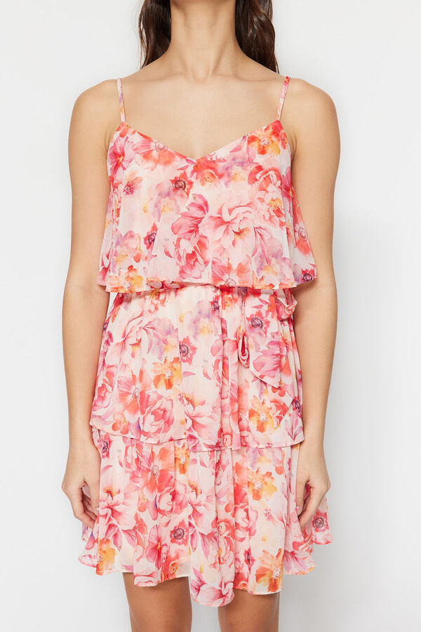 Trendyol Vestido mini com folhos rosa