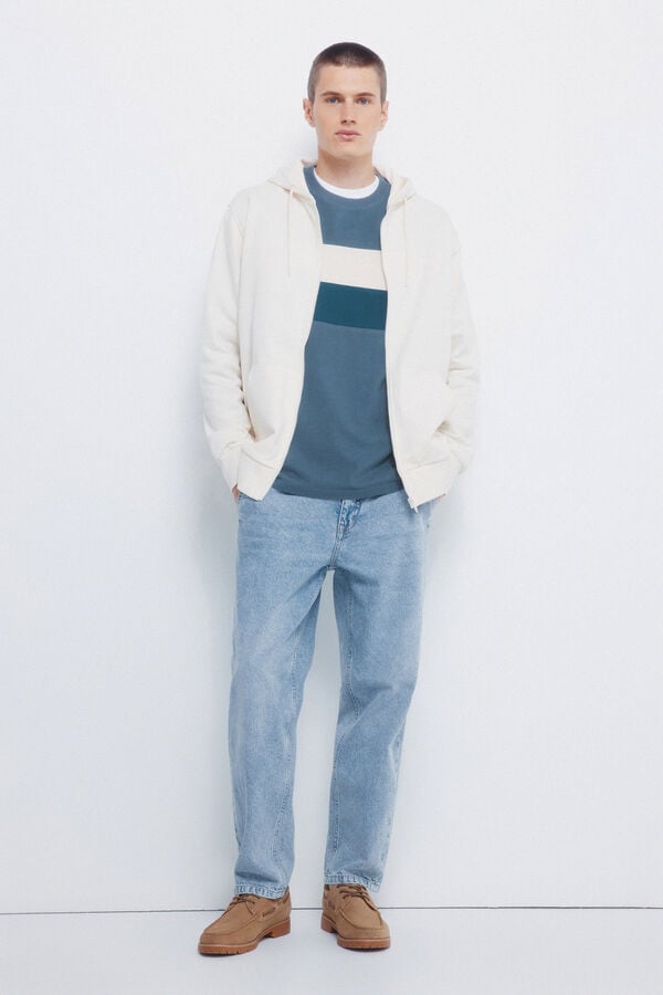 Springfield Sweatshirt com fecho-éclair e capuz branco