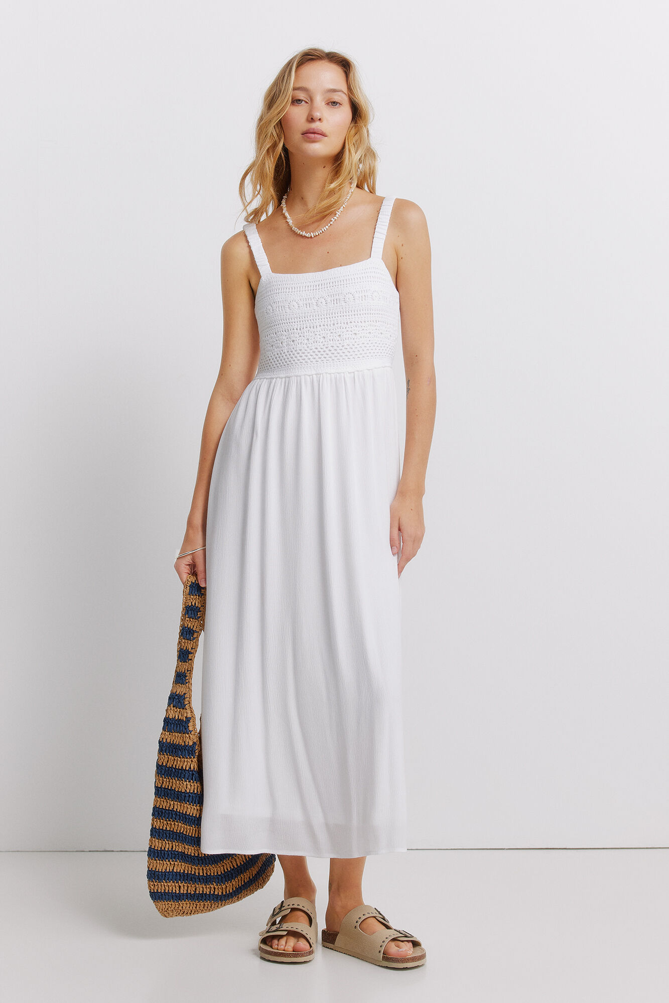 Springfield Vestido midi tirantes crochet