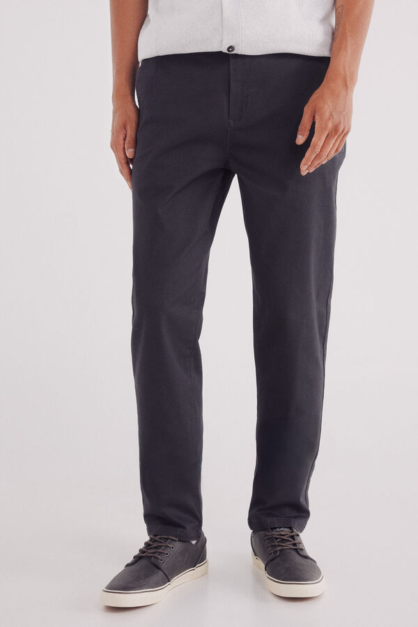 Springfield Calça calças chino slim fit com micro estampa cinzento