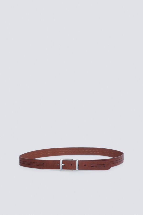 Springfield Cinto com efeito de couro e costura central vison