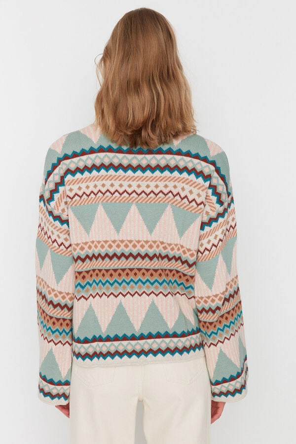 Trendyol Camisola b&aacute;sica de malha fina com gola redonda verde