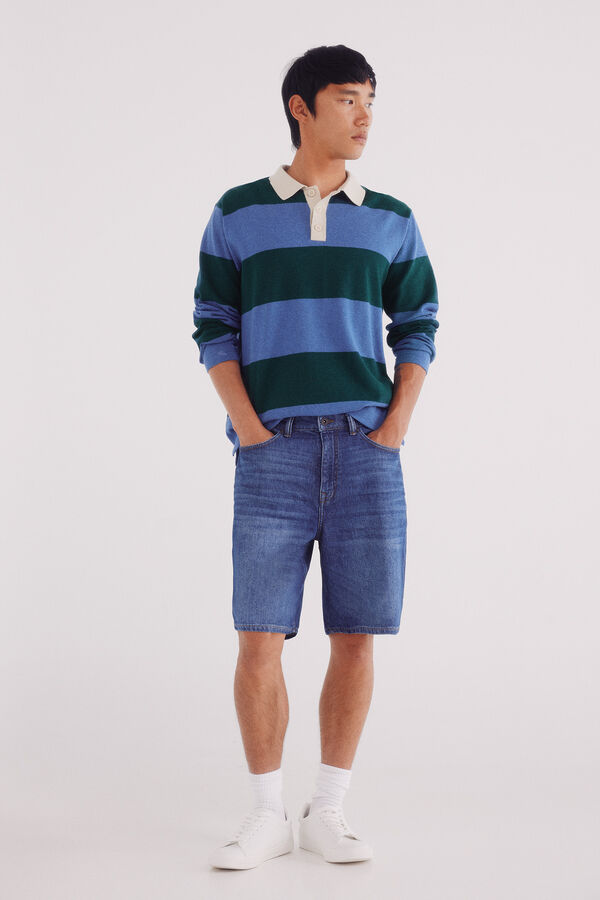 Springfield Suéter polo riscas largo verde