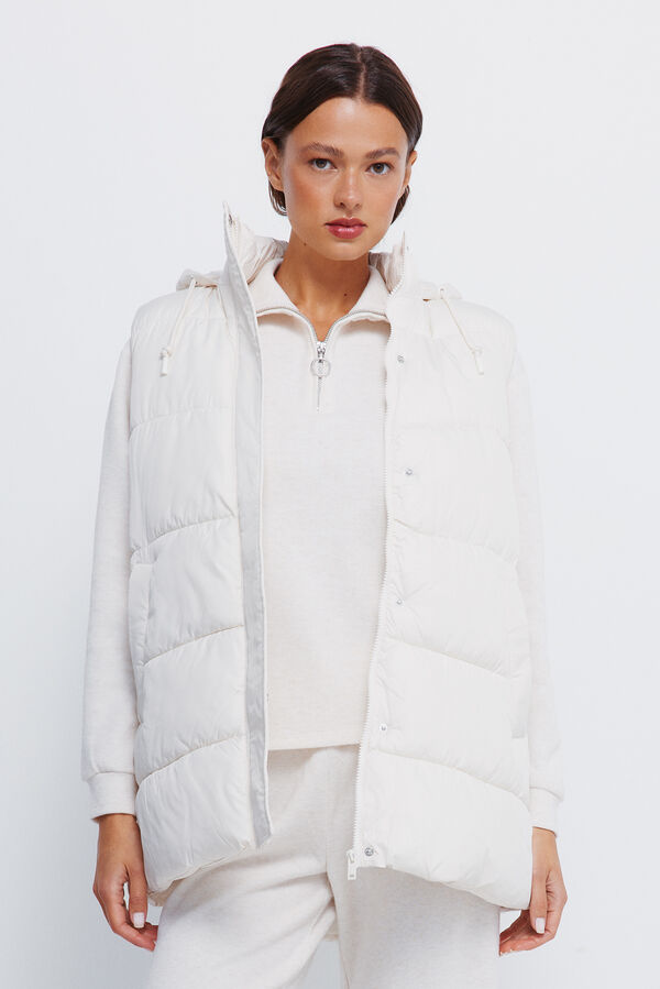 Springfield Colete com capuz em poli&eacute;ster reciclado cru