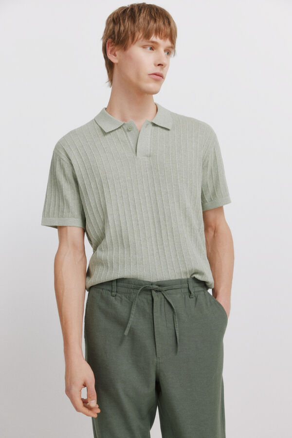 Springfield Cal&ccedil;as chino em linho comfort fit estampado