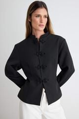 Trendyol Blazer curto com colchetes preto