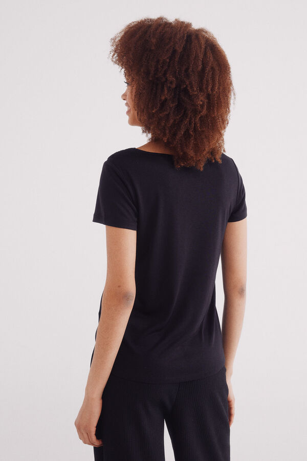 Springfield Crochet neckline T-shirt black