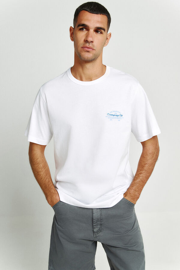 Jack & Jones T-shirt manga curta em algod&atilde;o branco