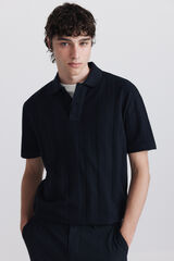 Springfield Regular fit structure polo shirt blue
