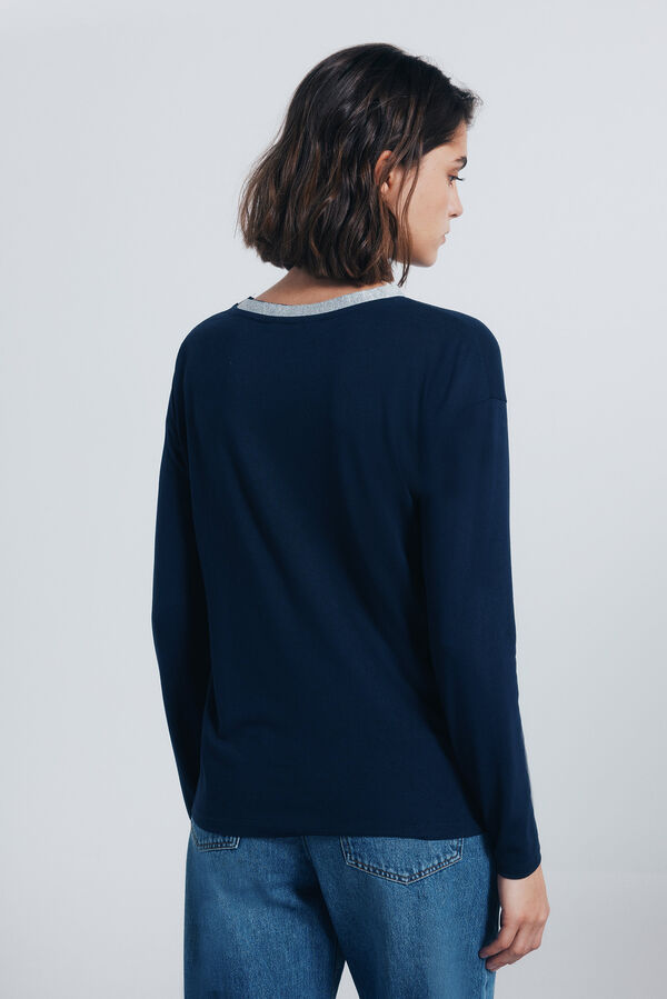 Springfield Camiseta gola lurex azul