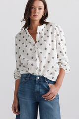 Springfield Camisa com estrutura de folhos branco