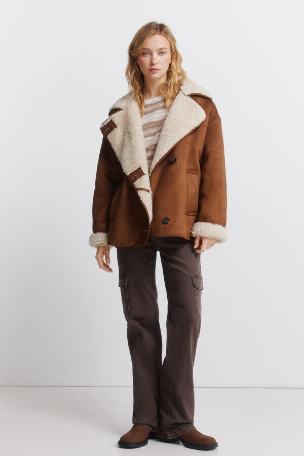 Springfield Sobretudo m&eacute;dio com gola de lapela  vison