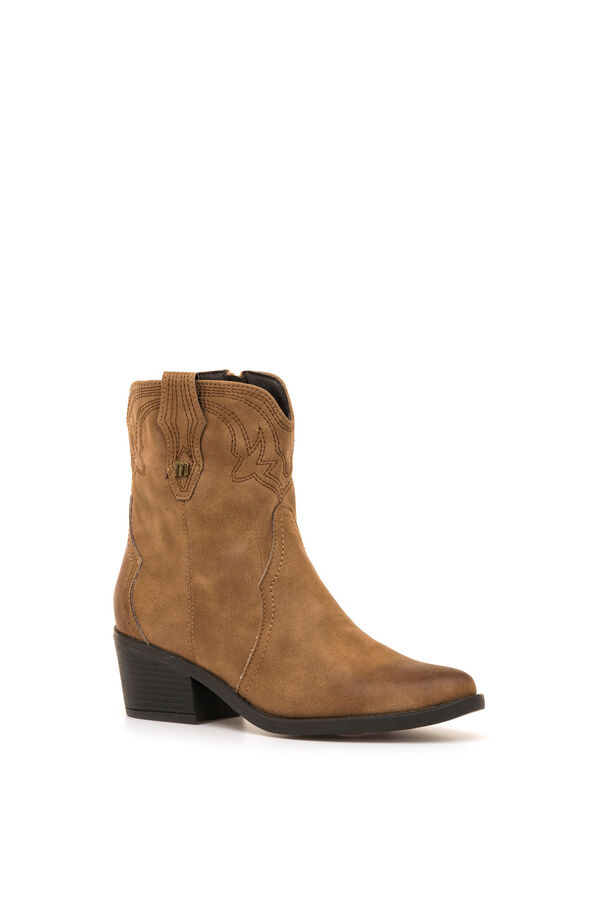 MTNG Botins cowboy com bordados e salto largo estampado