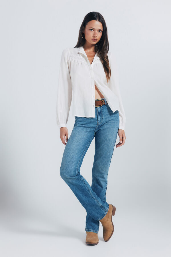 Springfield Blusa lace algodón marrón