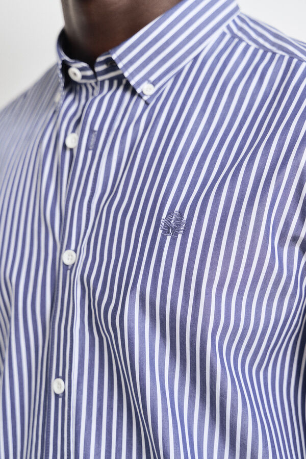 Springfield striped poplin shirt navy