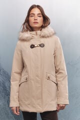 Springfield Parka com capuz e zíper metálico Sorona Aura camel