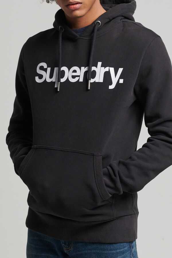 Superdry Sudadera de algodón orgánico con capucha y logotipo Core negro