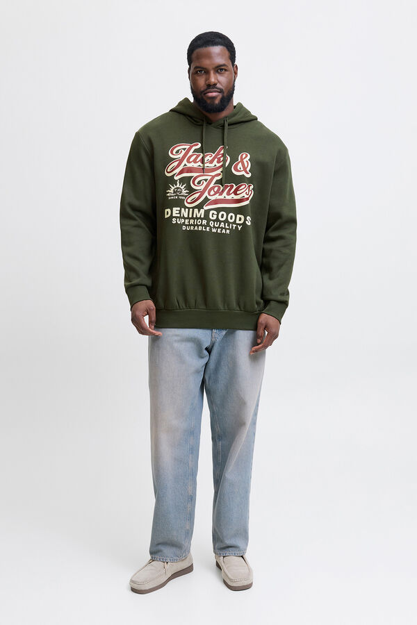 Jack & Jones PLUS Sweatshirt com capuz b&aacute;sica verde