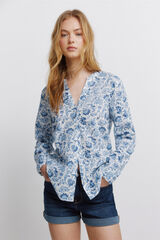 Springfield Camisa gola mao em linho azul