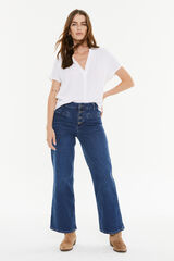 Systemaction Calça largas com bolsos debrum azul