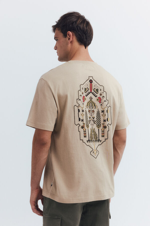 Springfield Camiseta bordado geométrica bege