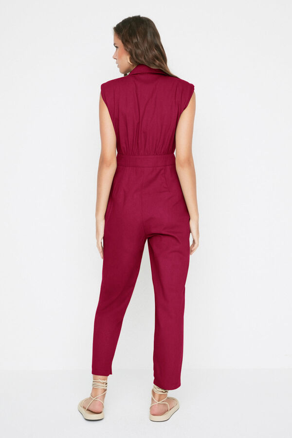 Trendyol Mono sin mangas cuello camisa burdeos