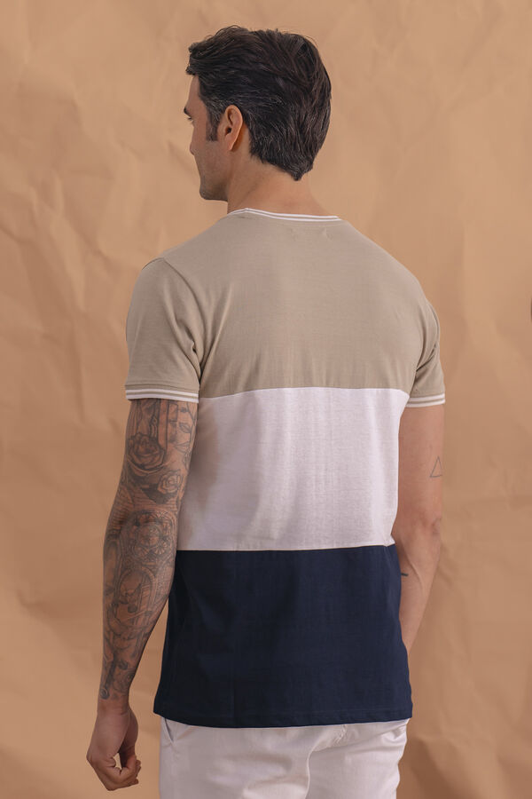 Celopman Camiseta com pain&eacute;is e acabamento bege