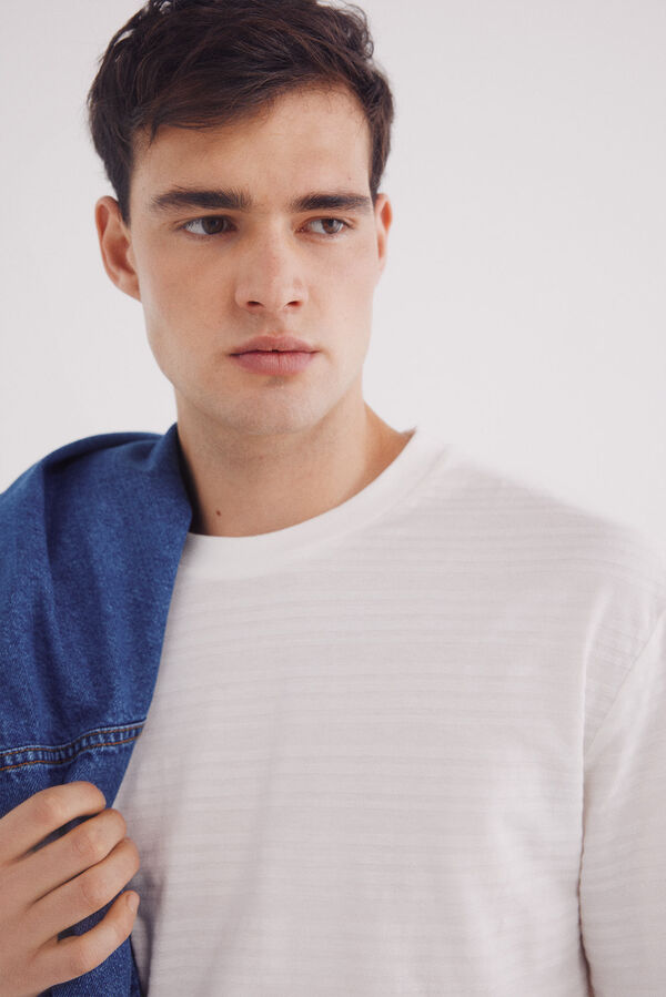 Springfield T-shirt risca piqué bege