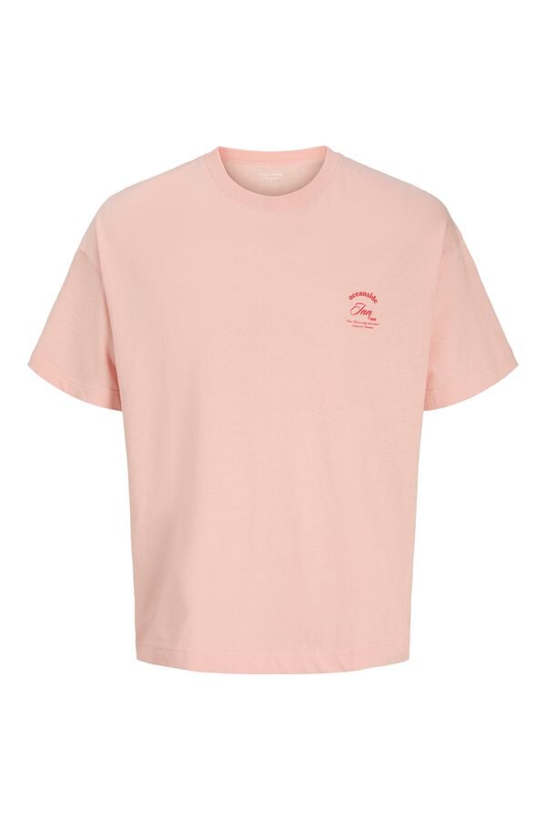 Jack & Jones T-shirt loose em algod&atilde;o rosa