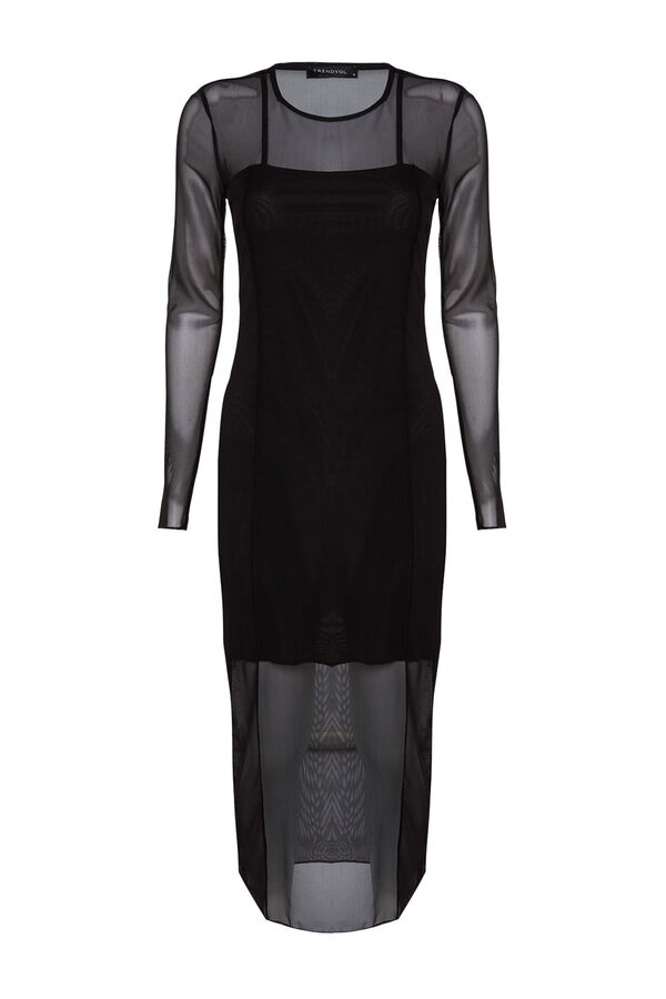 Trendyol Vestido midi ajustado preto