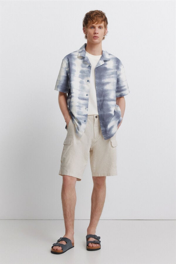 Springfield Bermudas de linho cargo comfort fit branco