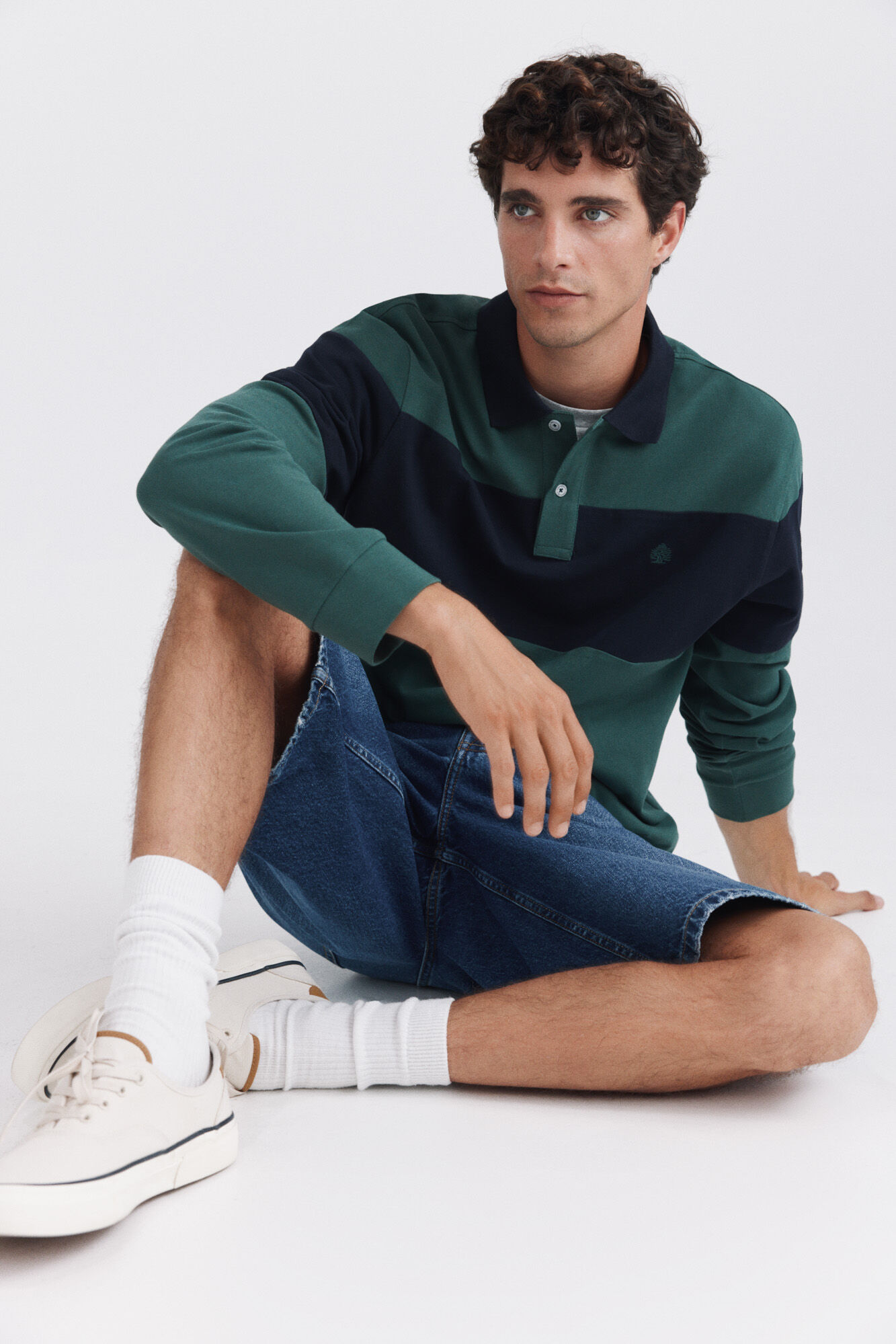 Springfield Polo piqu&eacute; manga comprida bloco de cor regular fit