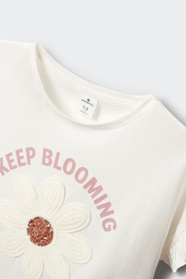 Springfield Kids T-shirt de manga curta blooming para menina bege