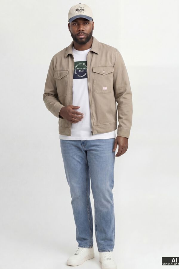 Jack & Jones PLUS T-shirt b&aacute;sica manga curta branco