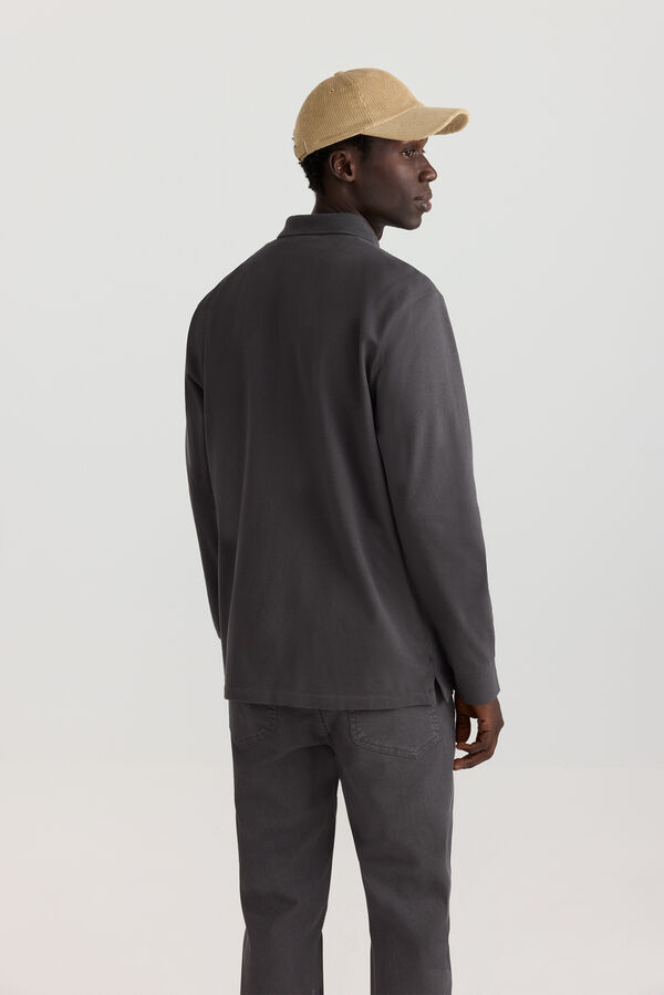 Springfield Polo piqu&eacute; manga comprida regular fit cinzento