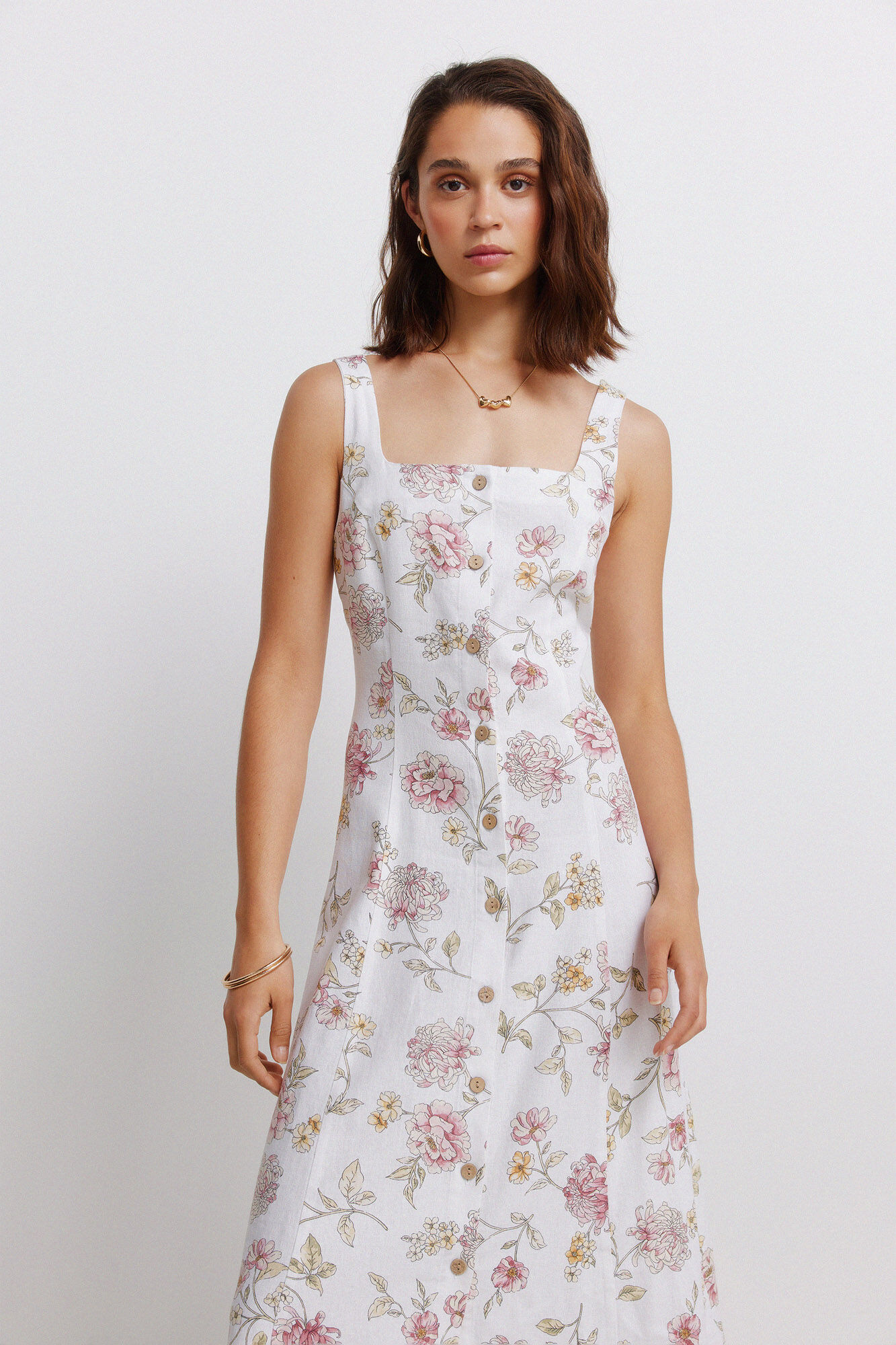Springfield Vestido midi escote cuadrado
