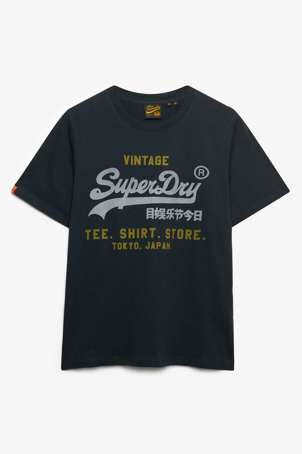 Superdry T-shirt manga curta b&aacute;sica com log&oacute;tipo grande azul