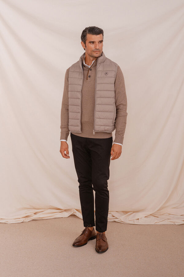 Celopman Camisa gola polo com vivo bege