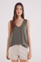 Springfield Camiseta decote com ombros de crochet verde