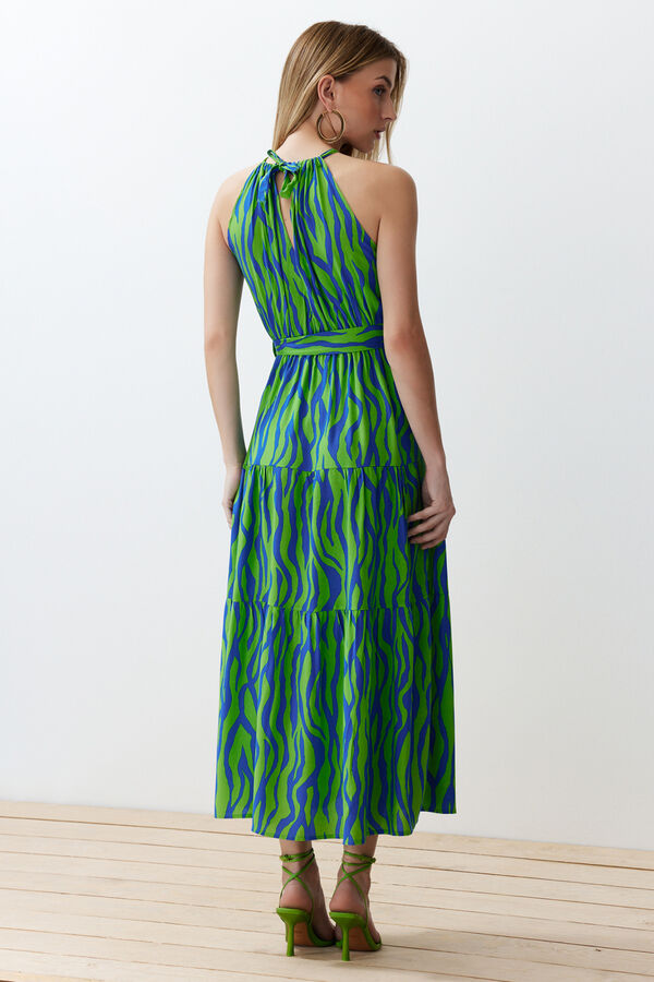 Trendyol Vestido comprido gola halter azul