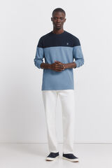 Springfield Color block long sleeve T-shirt blue