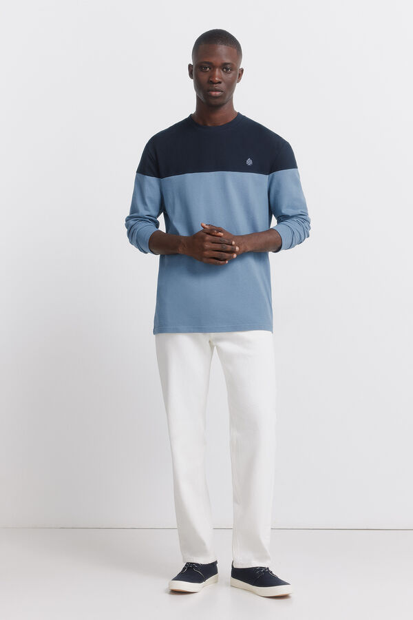 Springfield Color block long sleeve T-shirt blue