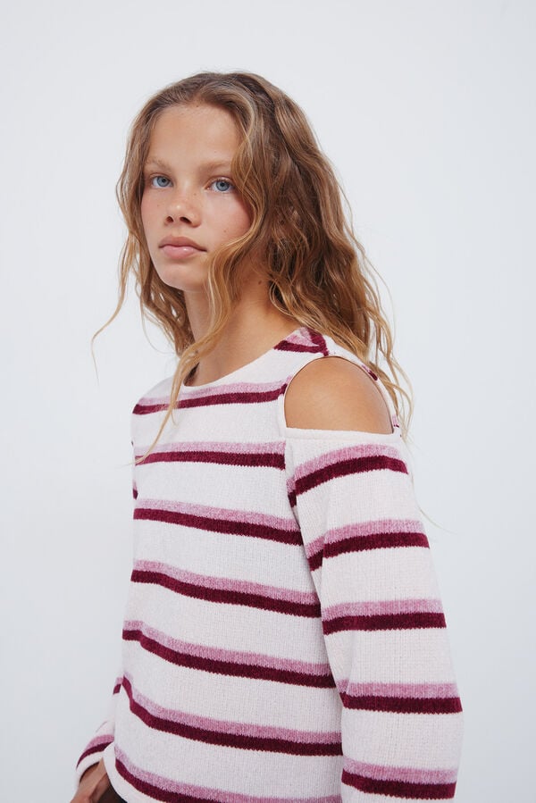 Springfield Kids Camiseta chenilla hombros descubiertos niña rosa