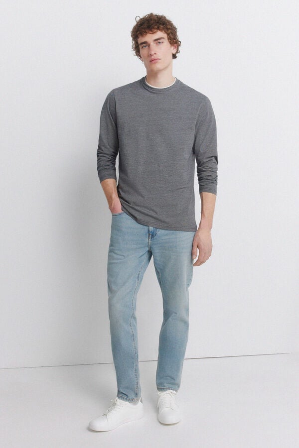 Springfield long sleeve T-shirt with double micro-stripe black