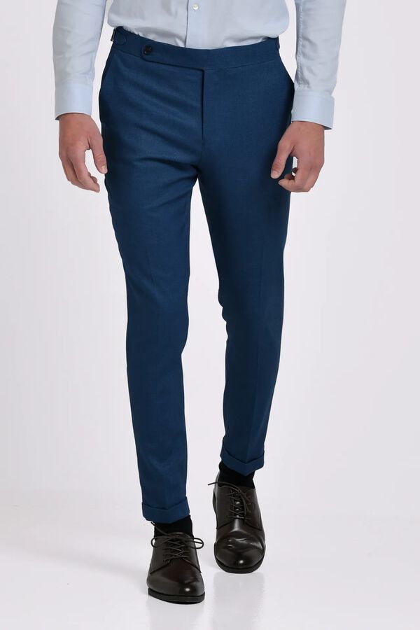 JVZ Cal&ccedil;a de fato texturizada azul