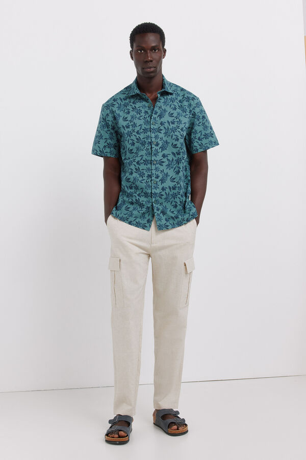 Springfield Cal&ccedil;as cargo em linho comfort slim fit branco