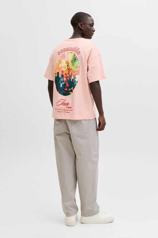 Jack & Jones T-shirt loose em algod&atilde;o rosa